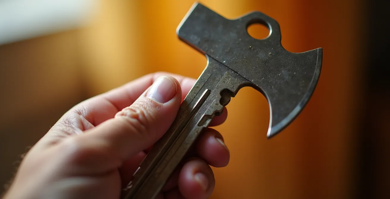 Gros plan sur une main de senior tenant des clés d'appartement