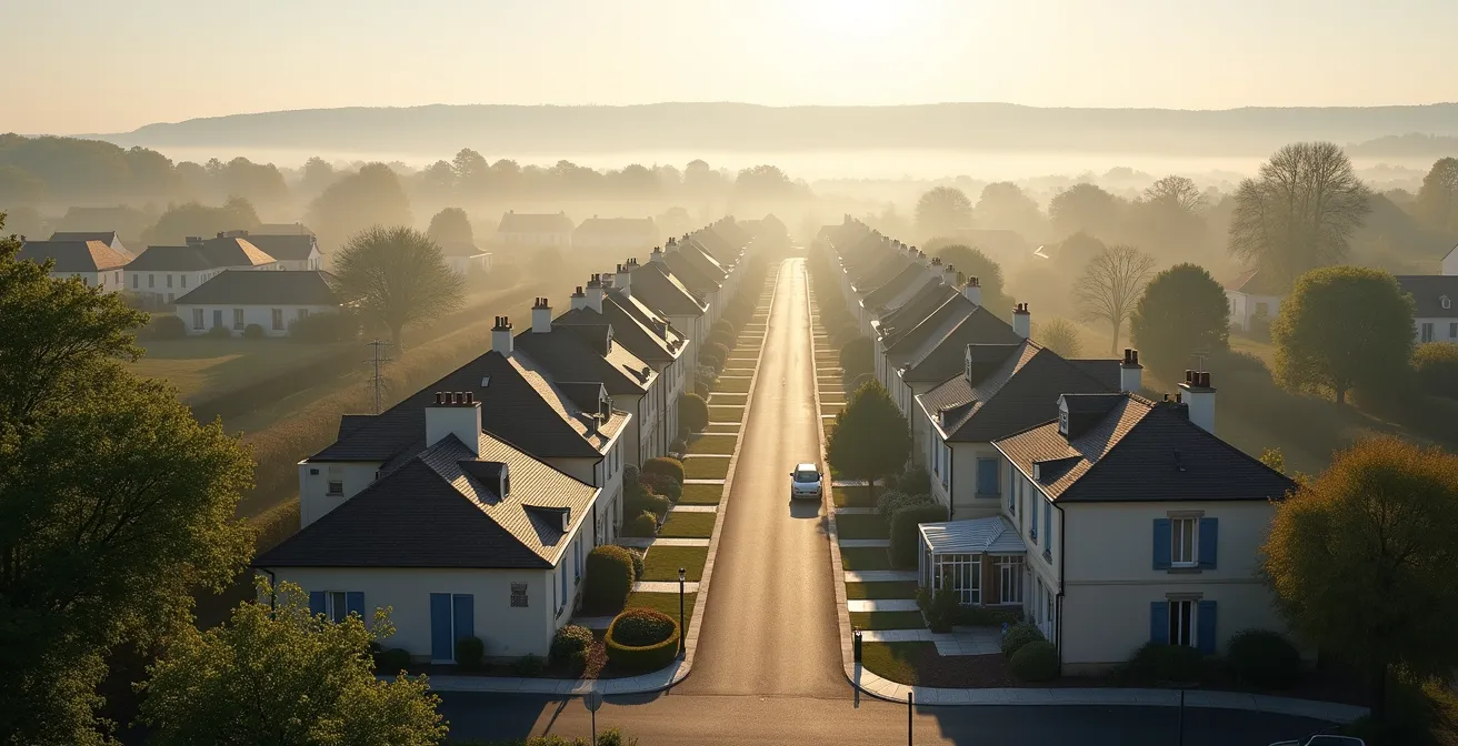 Vue d'un quartier résidentiel calme de Blois avec espaces verts